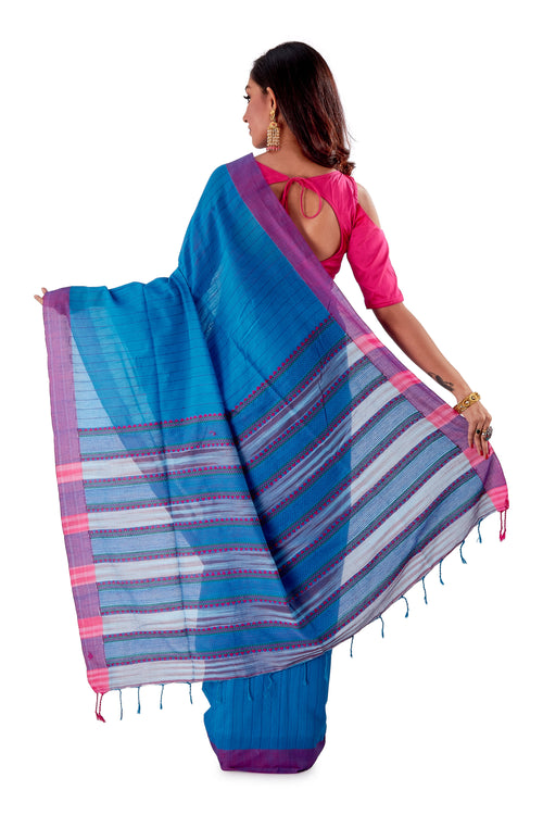 Blue-Begumpuri-Cotton-Designer-Saree-SNHK1203-4