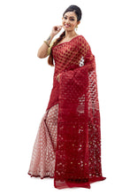Crimson Red & White Traditional Dhakai Jamdani - Saree