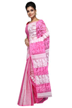 Dhakai Jamdani White & Pink - Saree