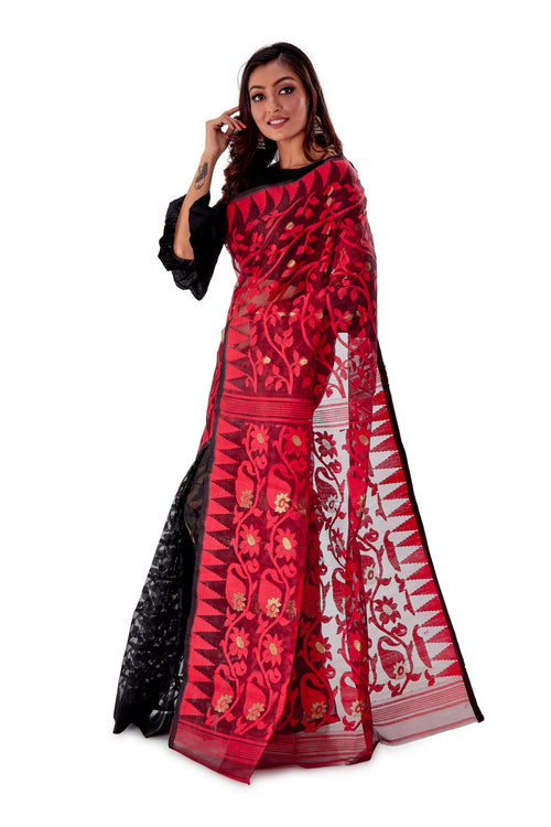 Red-Black-Aam-kolka-Traditional-Dhakai-Saree-SNJMB4007-3