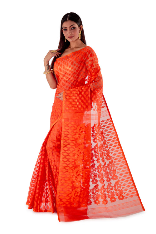Dark-Orange-Traditional-Dhakai-Saree-SNJMB4010-3