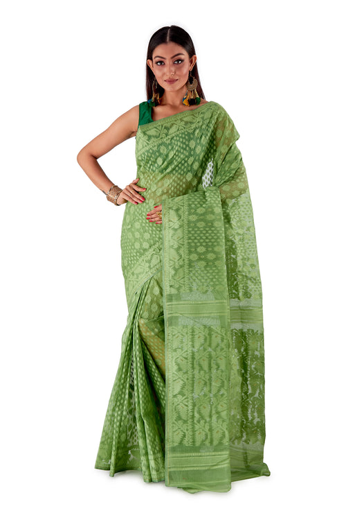 Mosh-Green-Traditional-Cotton-Dhakai-Jamdani-SNJMC1501-2