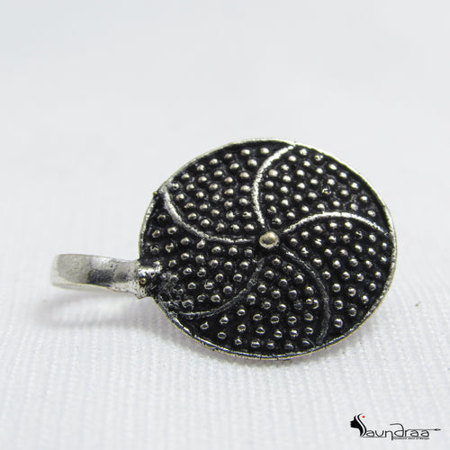 Oxidized Silver Designer Nose Pin - Jewellery