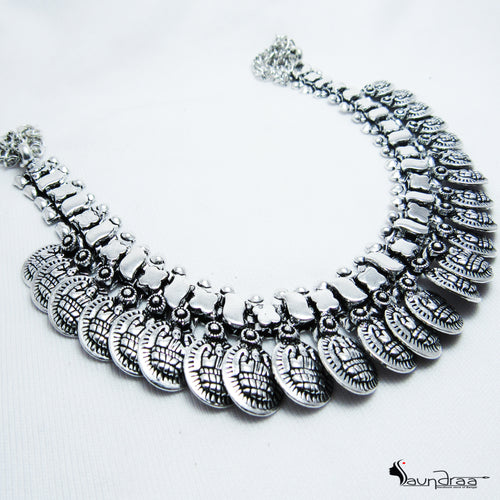 Oxidized Silver Designer Neck Piece - Jewellery