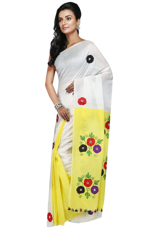 Handloom Cotton Applique Saree - Saree