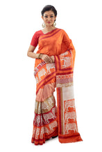 Orange Murshidabad Pure Silk Saree - Saree