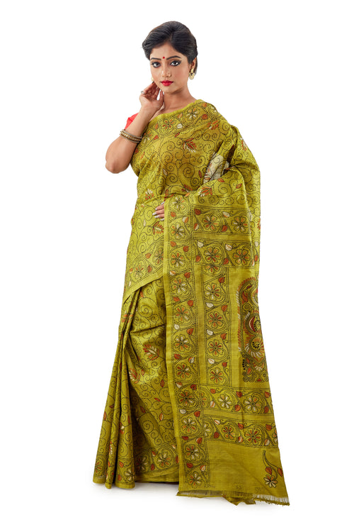 Murshidabad Pure Silk Saree With Thread Work - Saree