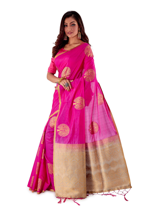 Pink-and-Silver-Resham-suti-silk-saree-SNCS1105-3