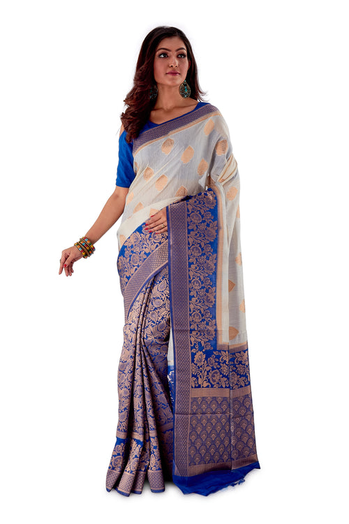 White-base-with-blue-aanchal-and-Golden-zari-all-body-zari-work-saree-SNCS1119-1
