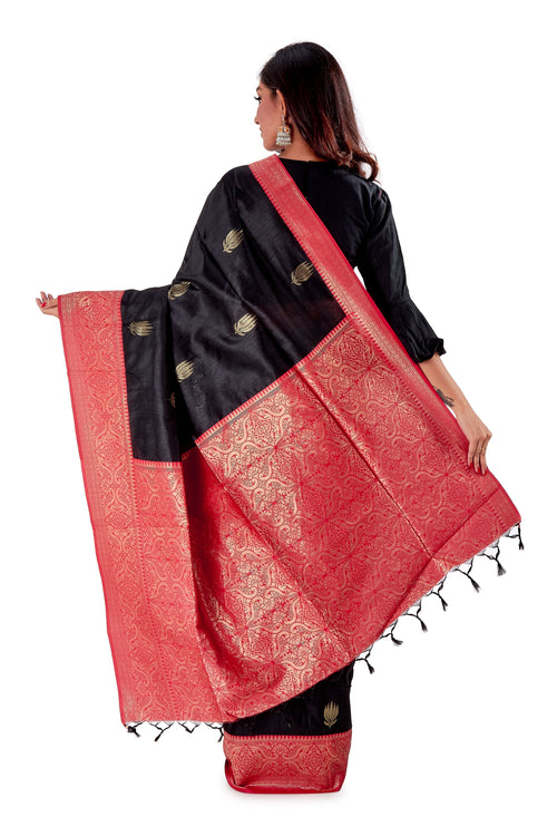 Black-base-with-Red-aanchal-and-Golden-zari-all-body-zari-work-saree-SNCS1120-4