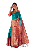 Green-base-with-Red-aanchal-and-Golden-zari-all-body-zari-work-saree-SNCS1125-3