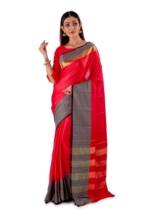 Red-&-black-block-printed-resham-suti-saree-SNCS1127-2