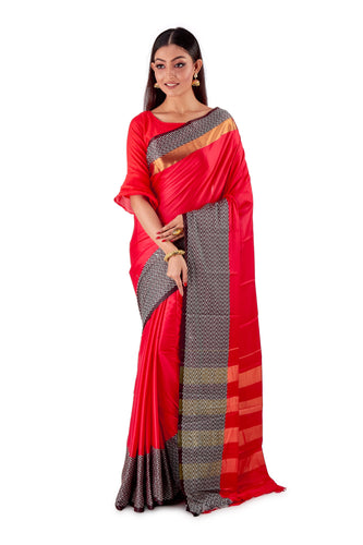 Red-&-black-block-printed-resham-suti-saree-SNCS1127-1
