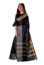 Black-block-printed-resham-suti-saree-SNCS1128-3