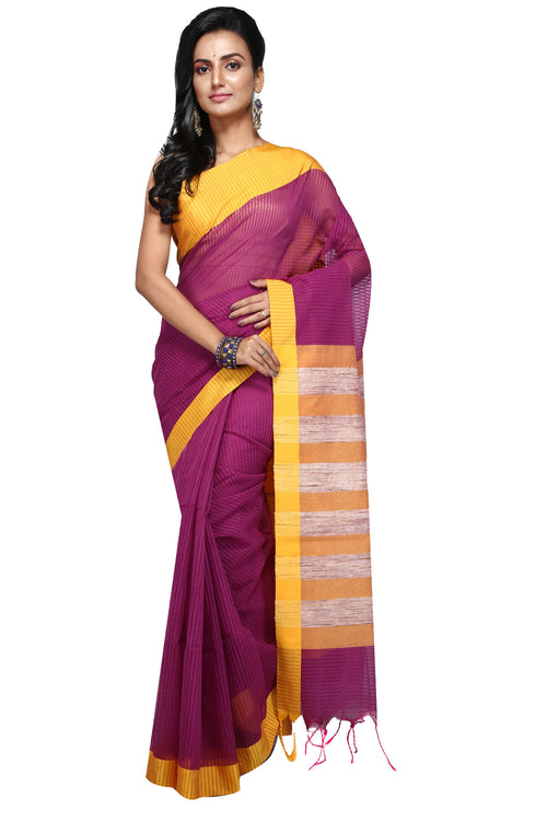Handloom Cotton Striped Saree - Saree