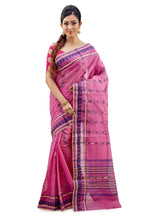 Pink & Blue Traditional Dhaniakhali Tant Saree - Saree