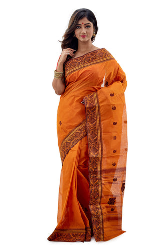 Orange Love Traditional Dhaniakhali Tant Saree - Saree