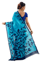 Light Blue Leafy Murshidabadi Pure Silk - Saree