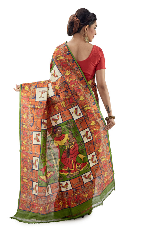 Multi-Coloured Box Murshidabadi Pure Silk - Saree