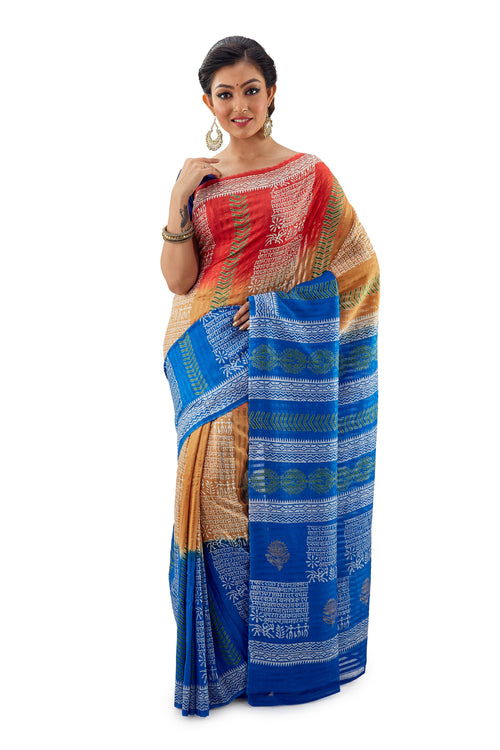 Multi-Coloured Murshidabadi Pure Matka Silk - Saree