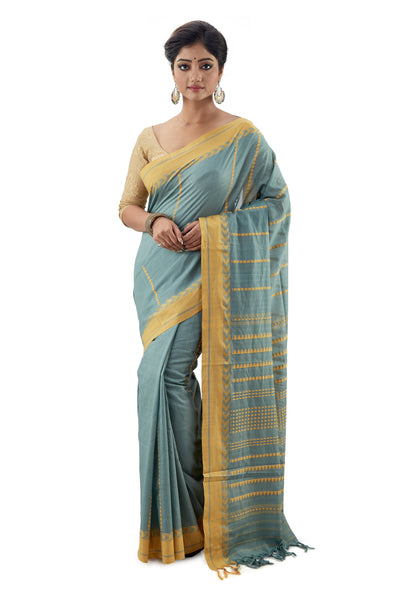 Sage Coloured Begumpuri Handloom Designer Saree - Saree