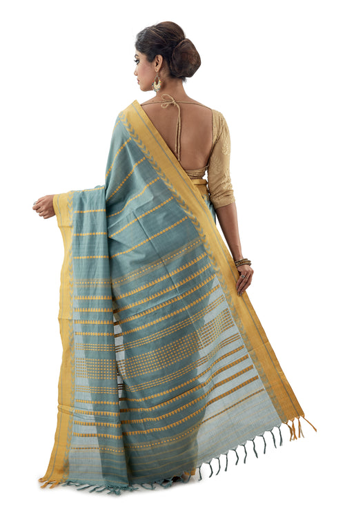 Sage Coloured Begumpuri Handloom Designer Saree - Saree