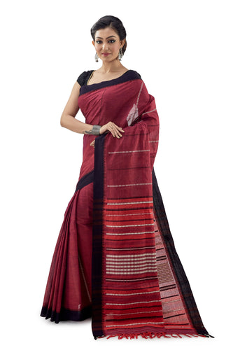 Cherry Begumpuri Handloom Designer Saree With Black Border - Saree