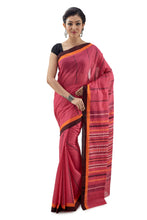 Red Begumpuri Handloom Designer Saree With Brown Border - Saree