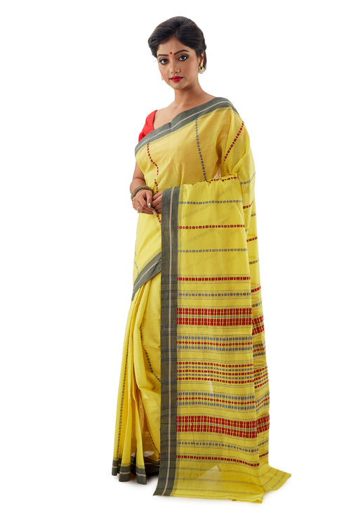 Lemon Yellow Begumpuri Handloom Designer Saree - Saree