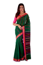 Green-base-with-orange-and-pink-Border-Designer-Begumpuri-Saree-SNHB1704-1
