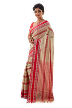 Off-White Begumpuri Handloom Designer Saree With All Body Fish Work - Saree