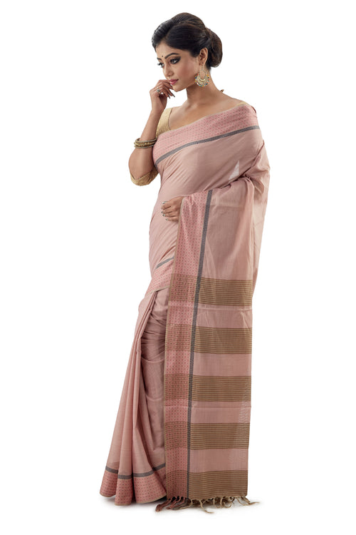 Peach Coloured Begumpuri Handloom Designer Saree - Saree