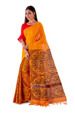 Peachy-Orange-Madhubani-Cotton-Designer-Saree-SNHK1402-3