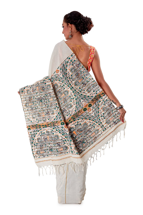Grey-Madhubani-Cotton-Designer-Saree-SNHK1404-4