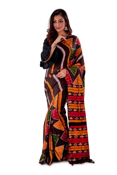Multi-coloured-Batik-Cotton-Designer-Saree-SNHK1501-1