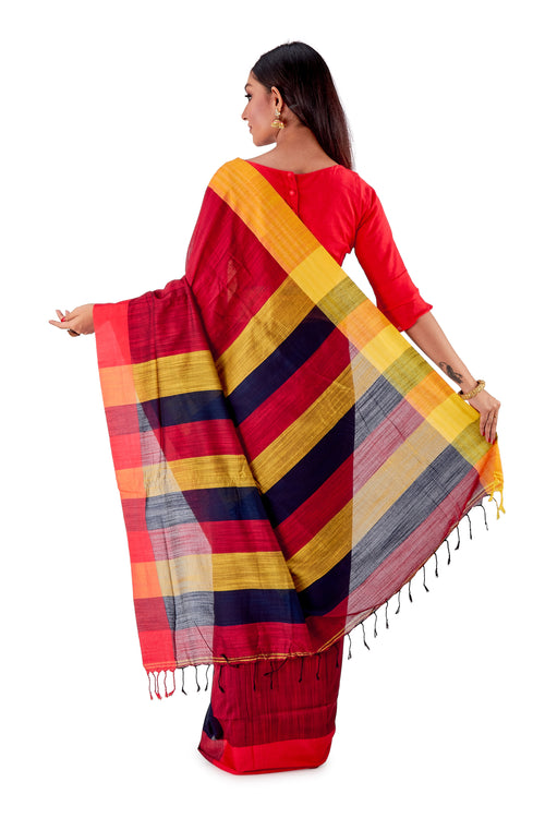 Multi-coloured-Khadi-Cotton-Designer-Saree-SNHK1601-4