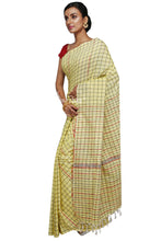 Yellow Khesh Handloom Saree With Checks - Saree