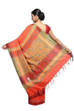 Orange & Yellow - Handloom Soft Cotton Khesh - Jam Kantha - Saree