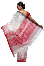 White Handloom Pure Cotton Designer Saree - Saree