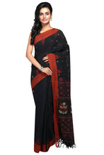 Black Handloom Linen Designer Saree - Saree