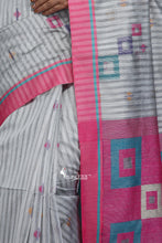 Grey Handloom Mixed Cotton Box Design Saree - Saree