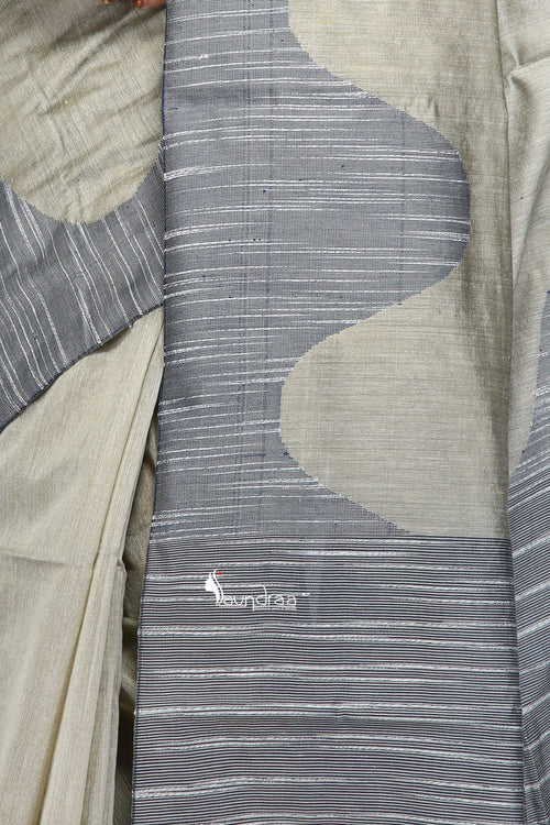 Grey Handloom Mixed Cotton Wave Saree - Saree