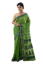 Shamrock Green Handloom Traditional Tangail Saree - Saree