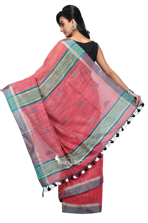 Pink Handloom Cotton Saree - Saree