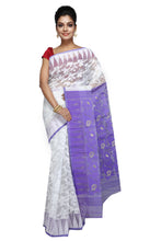 Dhakai Jamdani White & Light Violet - Saree