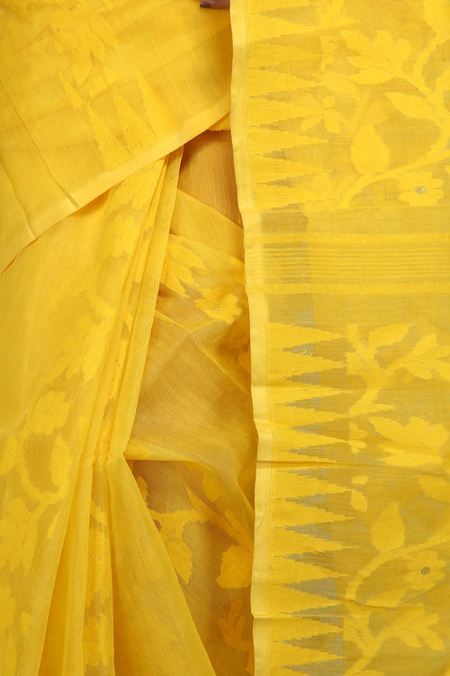 Yellow Dhakai Jamdani - Saree