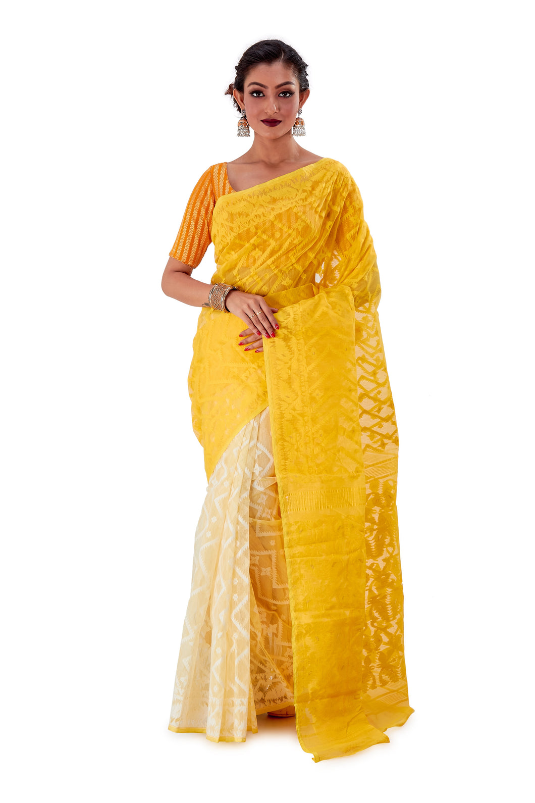 Yellow-Traditional-Dhakai-Jamdani-SNJMA4001-1
