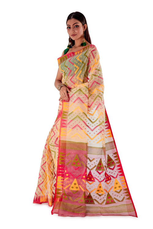 Multi-coloured-Traditional-Dhakai-Jamdani-SNJMA5001-3