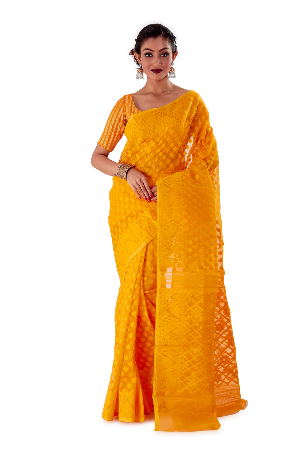 Yellow-Traditional-Dhakai-Jamdani-SNJMB3001-1