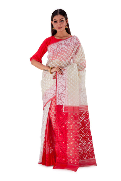 White-with-Red-Anchal-Traditional-Dhakai-Jamdani-SNJMB3002-1